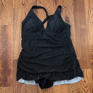 Sweet Escape Full Coverage Black Polka Dot Swimsuit Size 16